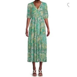 ba&sh Falba Blue Green Floral Print Maxi Sundress size 1 ( Small)